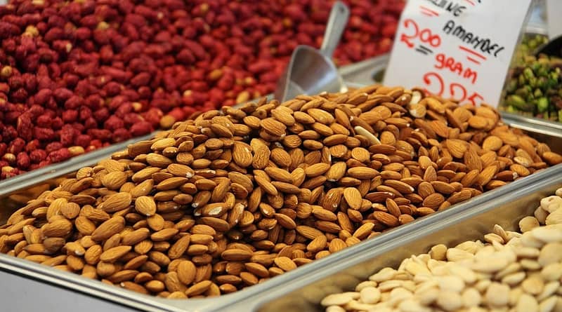 almonds, nuts, market